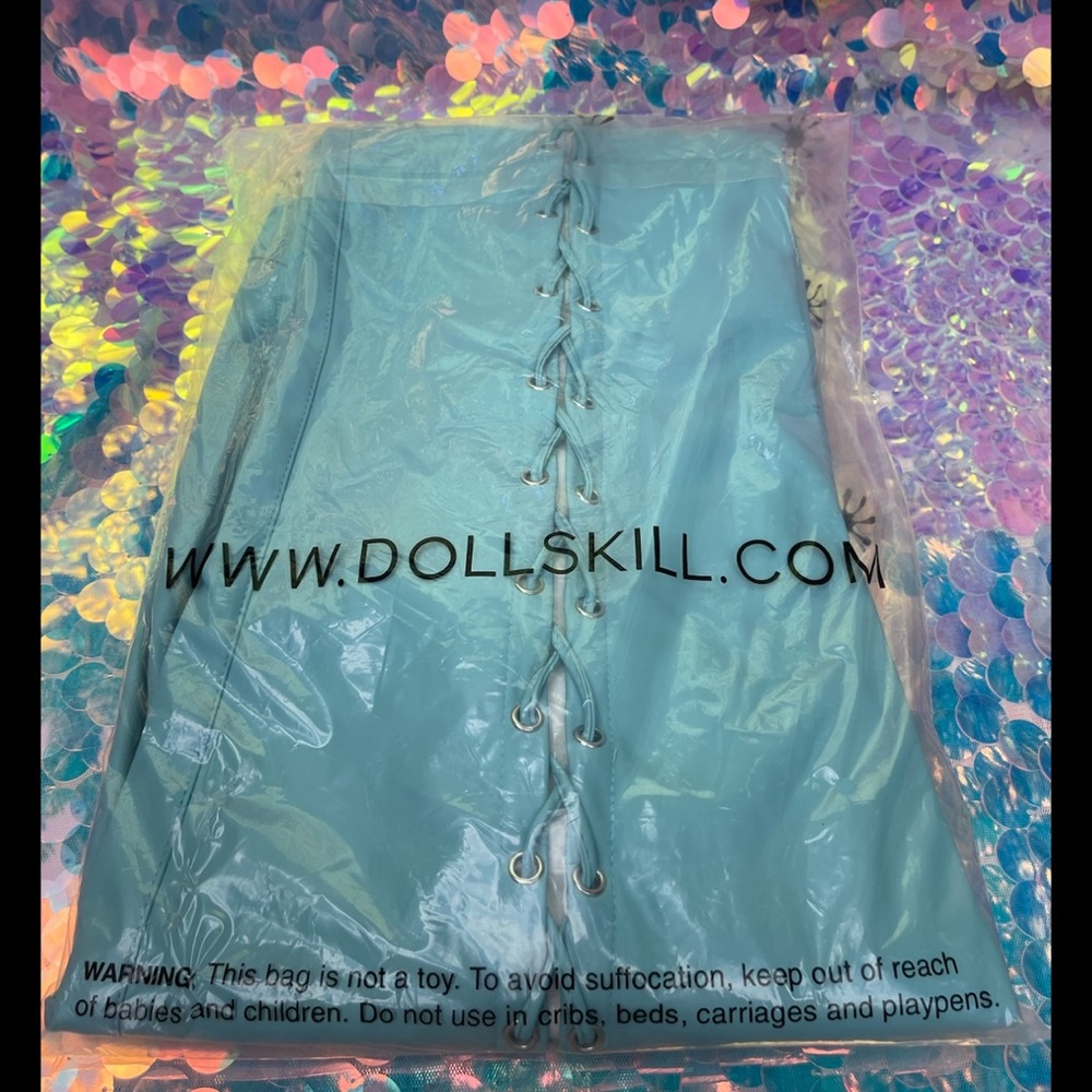 Dolls Kill Aqua Blue Lace Up Pants BNWT
